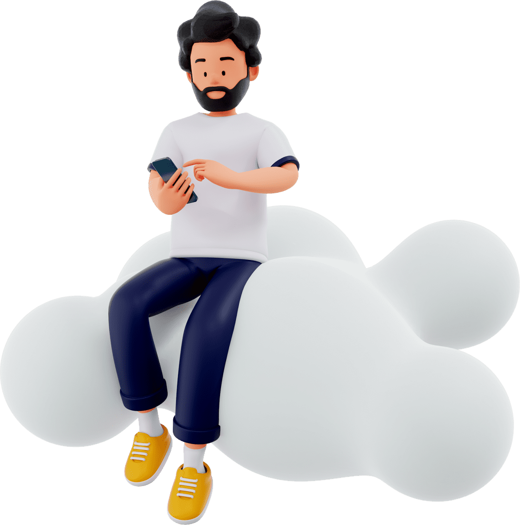Person sitting on cloud